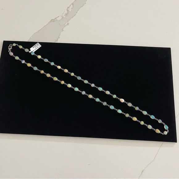 Ethiopian Opal necklace one of a kind necklace in 925 sterling silver 30” long. - Picture 8 of 13